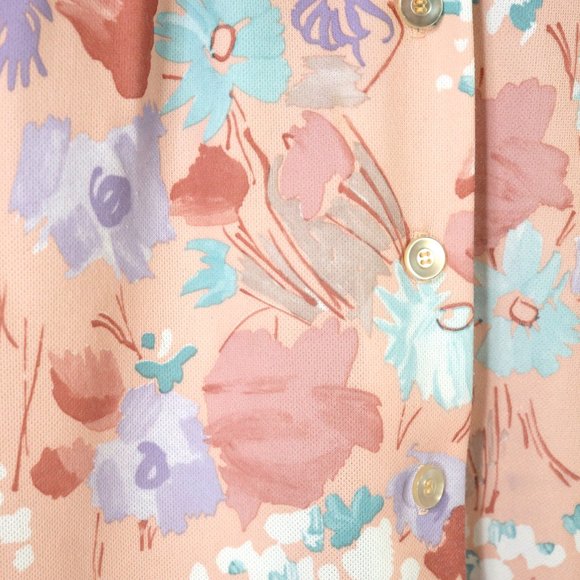 Vintage Women's Polyester Button Down Short Sleeve Shirt - Picture 3 of 4